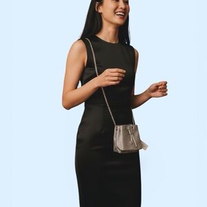 Metallic Small Crossbody Bag with Gold Chain
